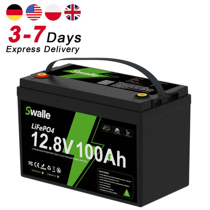 EU Warehouse Wholesale LiFePo4 Battery 12V 50AH 100Ah 200Ah 400Ah Bluetooth IP65 Waterproof Heating Balance Solar Battery