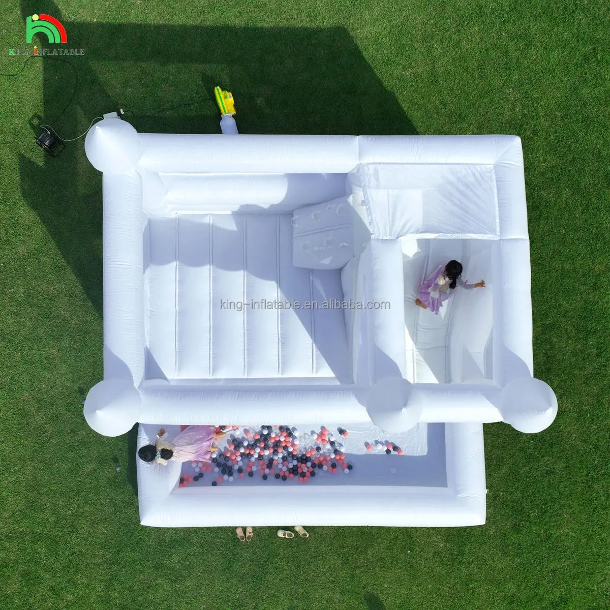 15x15x10ft White Inflatable Bounce Castle Kids Bounce House with Slide,Ball Pit for Party