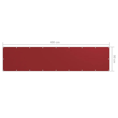 VidaXL W2B Balcony Screen 35.4x157.5 Inch Red Oxford Fabric Sun Shelter
