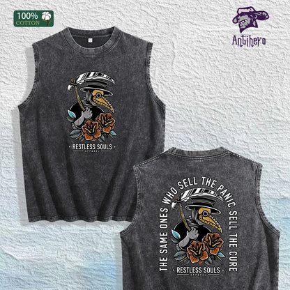 Restless Souls Graphic Washed Vest US Warehouse 3 Colors Cotton Tank
