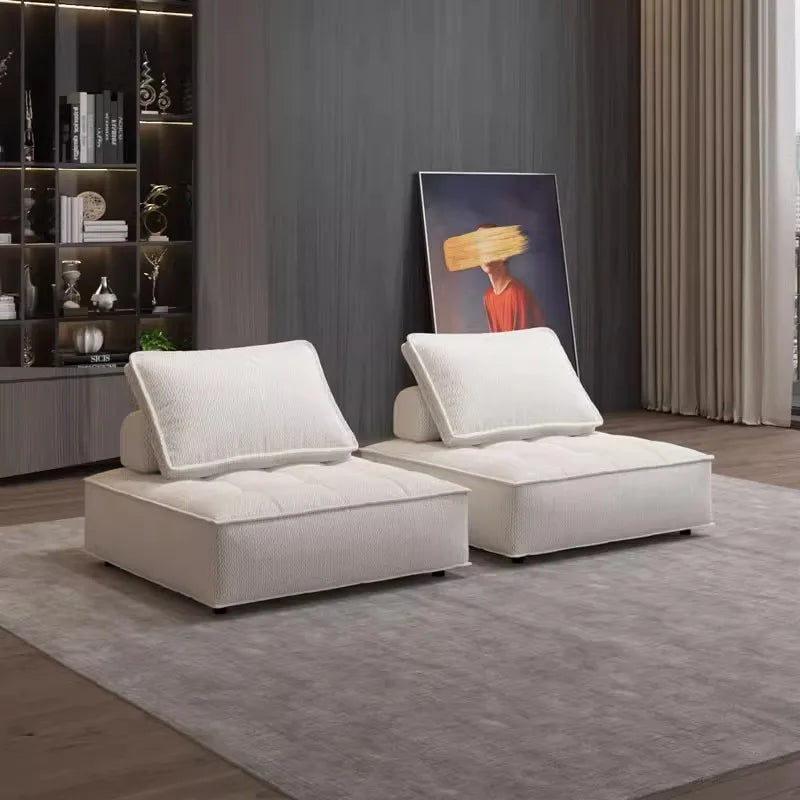 Modern Minimalist Modular Sofa Extremely Simple Tofu Block Design Sponge Small Apartment Living Room Set( Set of 2)