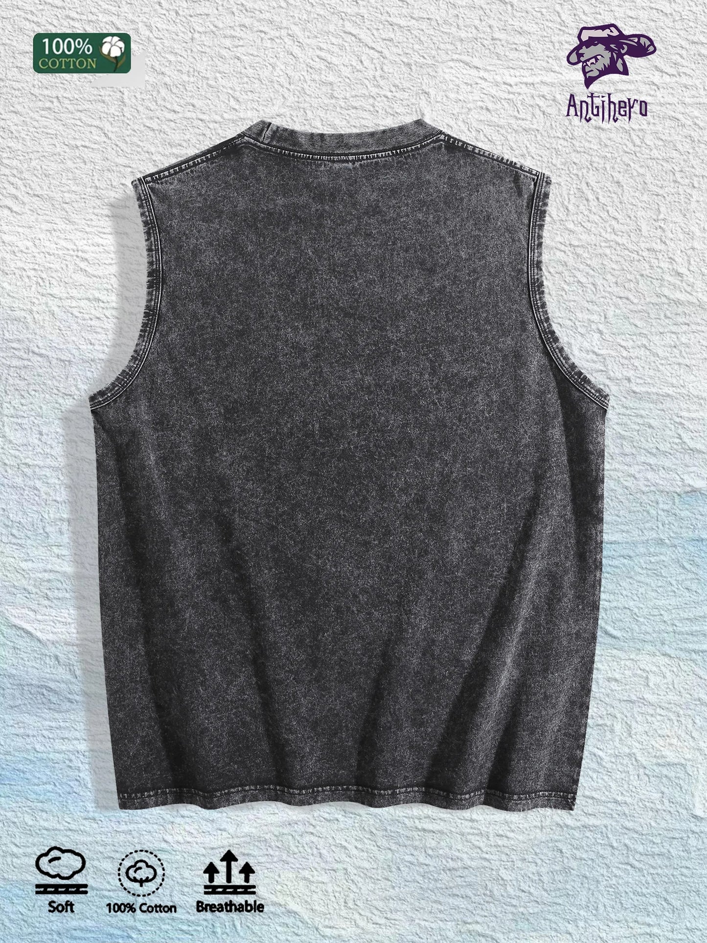 Charlie Don't Surf Graphic Washed Vest US Warehouse 3 Colors Cotton Tank