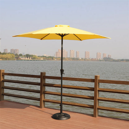 8.8 Feet Outdoor Aluminum Patio Umbrella Market Umbrella With 33 Pounds Round Resin Umbrella Base in Yellow