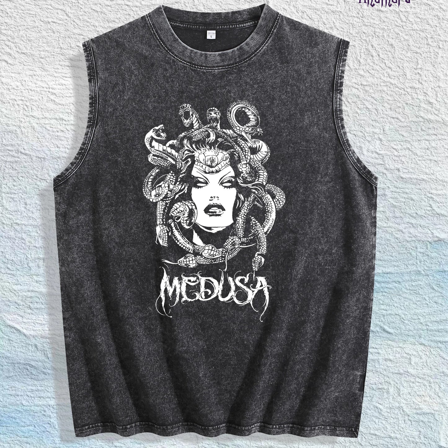Medusa Graphic Washed Vest US Warehouse 3 Colors Cotton Tank