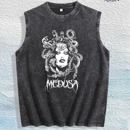 Medusa Graphic Washed Vest US Warehouse 3 Colors Cotton Tank