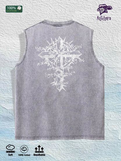 Devotion Religious Graphic Washed Vest US Warehouse 3 Colors Cotton Tank