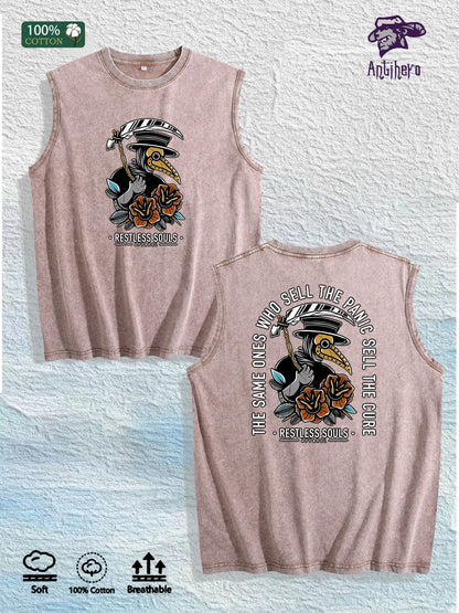 Restless Souls Graphic Washed Vest US Warehouse 3 Colors Cotton Tank