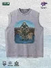Hunting Skull & Dog Graphic Washed Vest US Warehouse 3 Colors Cotton Tank