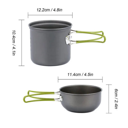 Camping Cookware Kit with Stove Outdoor Cooking Set  Outdoor Pot Travel Tableware Kitchen Hiking Picnic BBQ