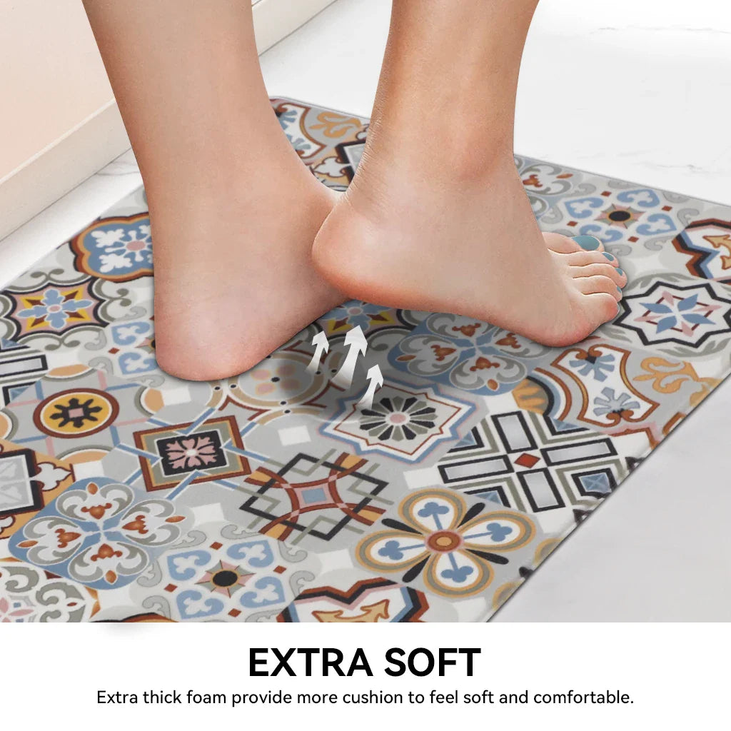 Heavy Duty PVC Design Cushioned Anti-Fatigue Kitchen Mat Waterproof Non-Slip Ergonomic Comfort Rug