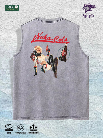 Nuka Cola Graphic Washed Vest US Warehouse 3 Colors Cotton Tank