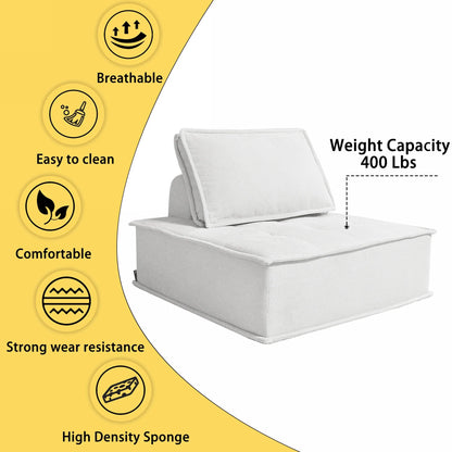 Modern Minimalist Modular Sofa Extremely Simple Tofu Block Design Sponge Small Apartment Living Room Set( Set of 2)