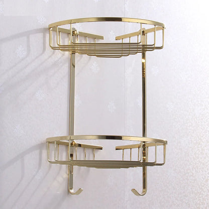 Luxury Shower Bathroom Accessories Set, Towel Ring, Paper Holder, Coat Hook, Toilet Brush, Polished Gold, Bath Hardware