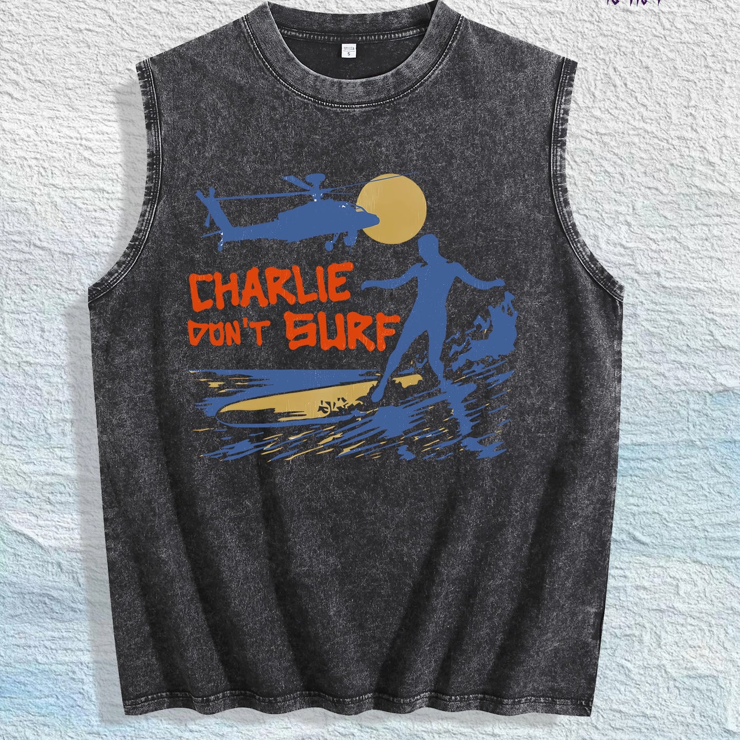 Charlie Don't Surf Graphic Washed Vest US Warehouse 3 Colors Cotton Tank