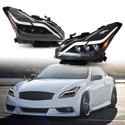 HCMOTIONZ LED Headlights for Infiniti G37 2008-2013 Start up Animation Q60 Coupe Convertible 2014-2015 Front Lamps Two Doors Car