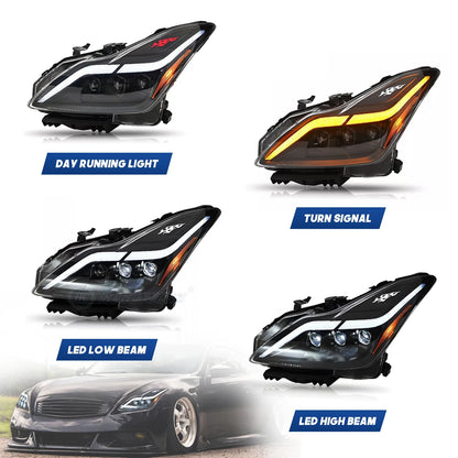 HCMOTIONZ LED Headlights for Infiniti G37 2008-2013 Start up Animation Q60 Coupe Convertible 2014-2015 Front Lamps Two Doors Car