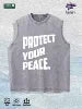 PROTECT YOUR PEACE Slogan Graphic Washed Vest US Warehouse 3 Colors Cotton Tank