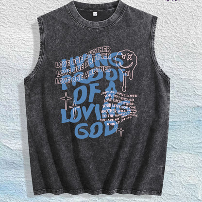 LOVE ONE ANOTHER Graphic Washed Vest US Warehouse 3 Colors Cotton Tank