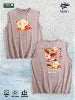 Oriental Peony & Crane Graphic Washed Vest US Warehouse 3 Colors Cotton Tank
