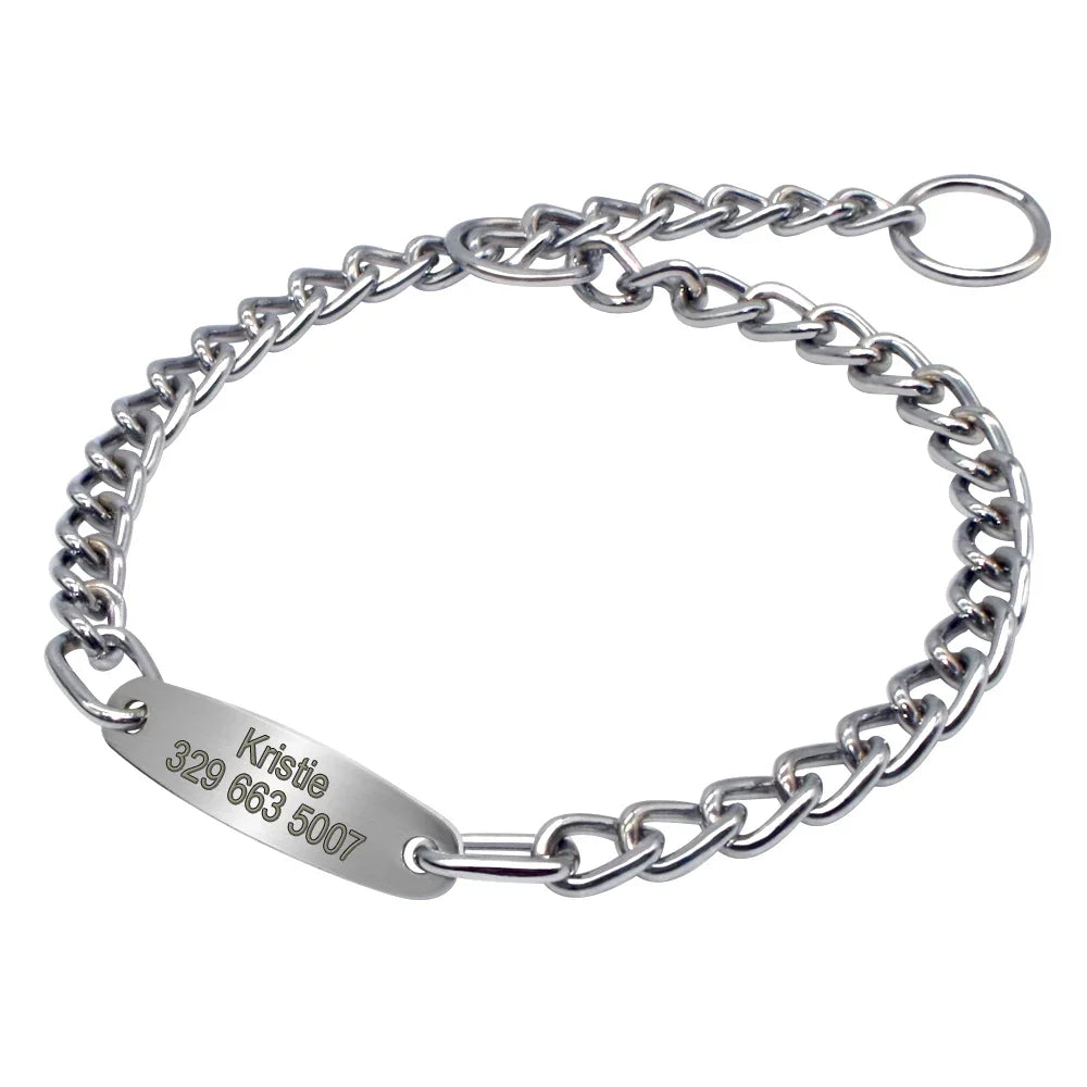 Personalized Pet Dog Chain Choke Collar Pets Training Engraved ID Slip Collars Choker For Medium Large Dogs Pitbull Pug Bulldog