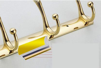 Luxury Shower Bathroom Accessories Set, Towel Ring, Paper Holder, Coat Hook, Toilet Brush, Polished Gold, Bath Hardware