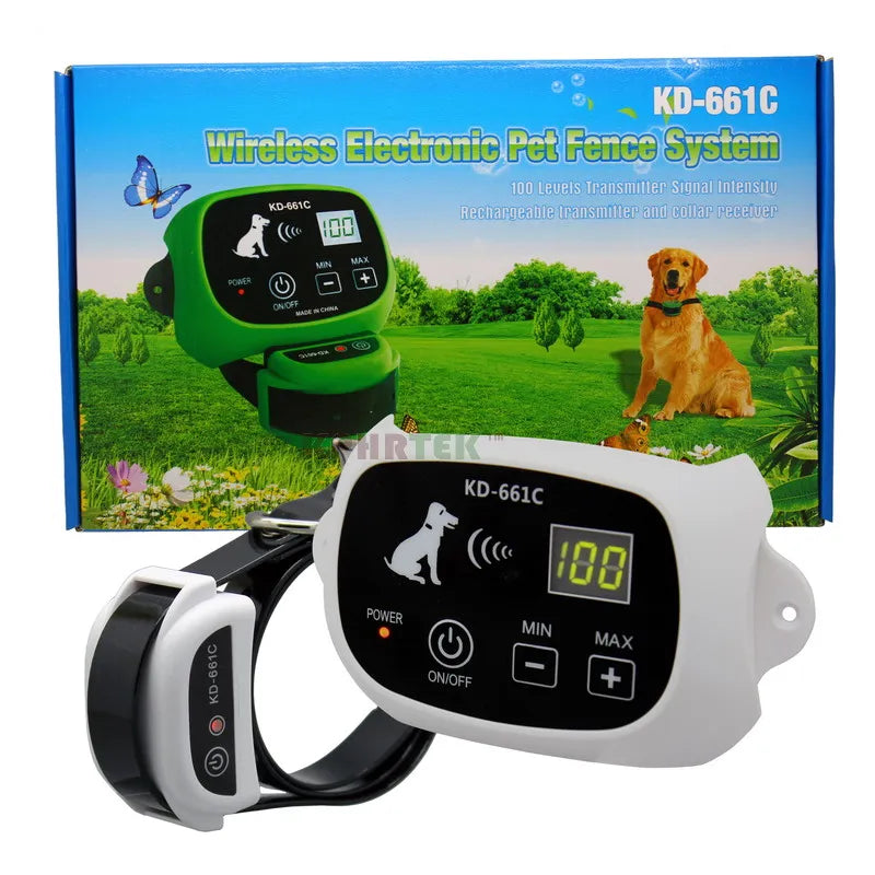 KPHRTEK KD-661C Waterproof Rechargeable Wireless Electronic Pet Fence System 1/2 DOG White Green Drop Shipping