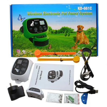 KPHRTEK KD-661C Waterproof Rechargeable Wireless Electronic Pet Fence System 1/2 DOG White Green Drop Shipping