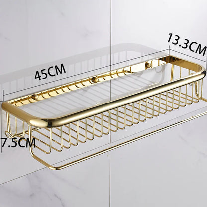 Luxury Shower Bathroom Accessories Set, Towel Ring, Paper Holder, Coat Hook, Toilet Brush, Polished Gold, Bath Hardware