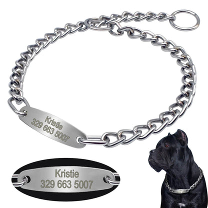 Personalized Pet Dog Chain Choke Collar Pets Training Engraved ID Slip Collars Choker For Medium Large Dogs Pitbull Pug Bulldog