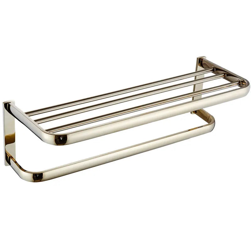 Luxury Shower Bathroom Accessories Set, Towel Ring, Paper Holder, Coat Hook, Toilet Brush, Polished Gold, Bath Hardware