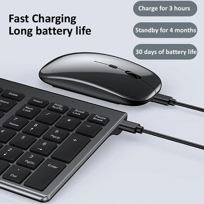 Bluetooth 5.0 2.4G Wireless Keyboard and Mouse Combo Mini Multimedia Keyboard Mouse Set for Laptop PC TV iPad Macbook Android