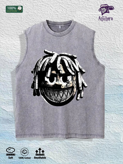 Dreadlocks Character Graphic Washed Vest US Warehouse 3 Colors Cotton Tank