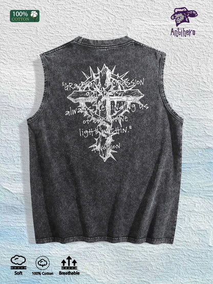 Devotion Religious Graphic Washed Vest US Warehouse 3 Colors Cotton Tank