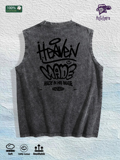 Heaven Made Graphic Washed Vest US Warehouse 3 Colors Cotton Tank