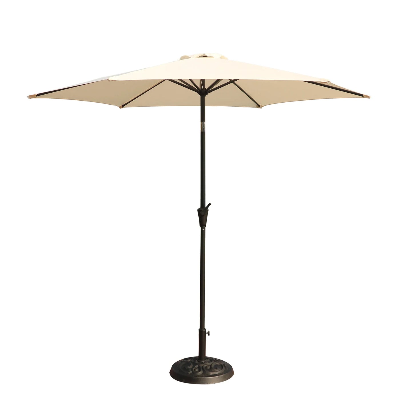 Beige 8.8 Feet Outdoor Aluminum Patio Umbrella Waterproof and Foldable for Courtyard Furniture