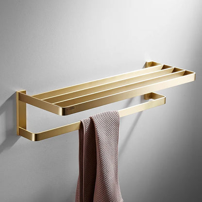 Bathroom Accessories Bathroom Shelf Towel Rack Paper holder Toilet Brush Holder Towel Ranger Brushed Gold Brass Bath Hardware