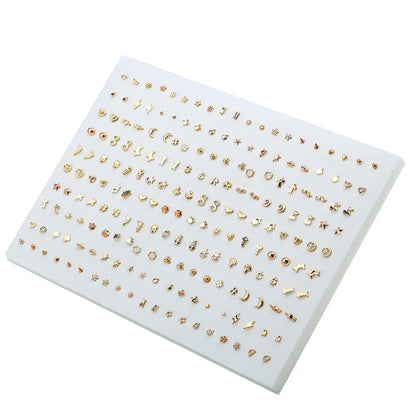 100Pairs Acrylic Crystal Heart Star Moon Small Stud Earrings Set For Women Girl Animal Flower Plastic Earring 2021 Trend Jewelry