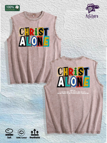 Christ Alone Graphic Washed Vest US Warehouse 3 Colors Cotton Tank