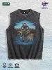 Hunting Skull & Dog Graphic Washed Vest US Warehouse 3 Colors Cotton Tank