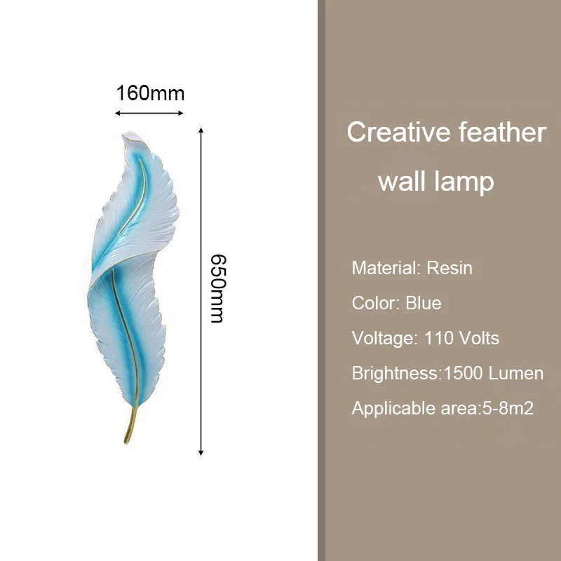 Modern Minimalist LED Luxury Feather Fine Carved Pattern Framed Hanging Channel Decoration Wall Lamps for Bedroom Walls
