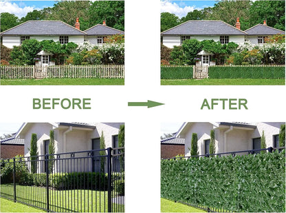 JS UV-Anti Plastic Ivy Leaves Vines Privacy Fence Screen Artificial Grass Wall for Outdoor Decor