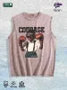 COURAGE Fearless Graphic Washed Vest US Warehouse 3 Colors Cotton Tank