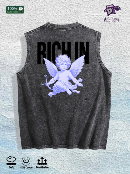 Angel & RICH in Graphic Washed Vest US Warehouse 3 Colors Cotton Tank