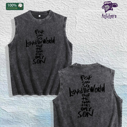 For God so Loved the World Graphic Washed Vest US Warehouse 3 Colors Cotton Tank