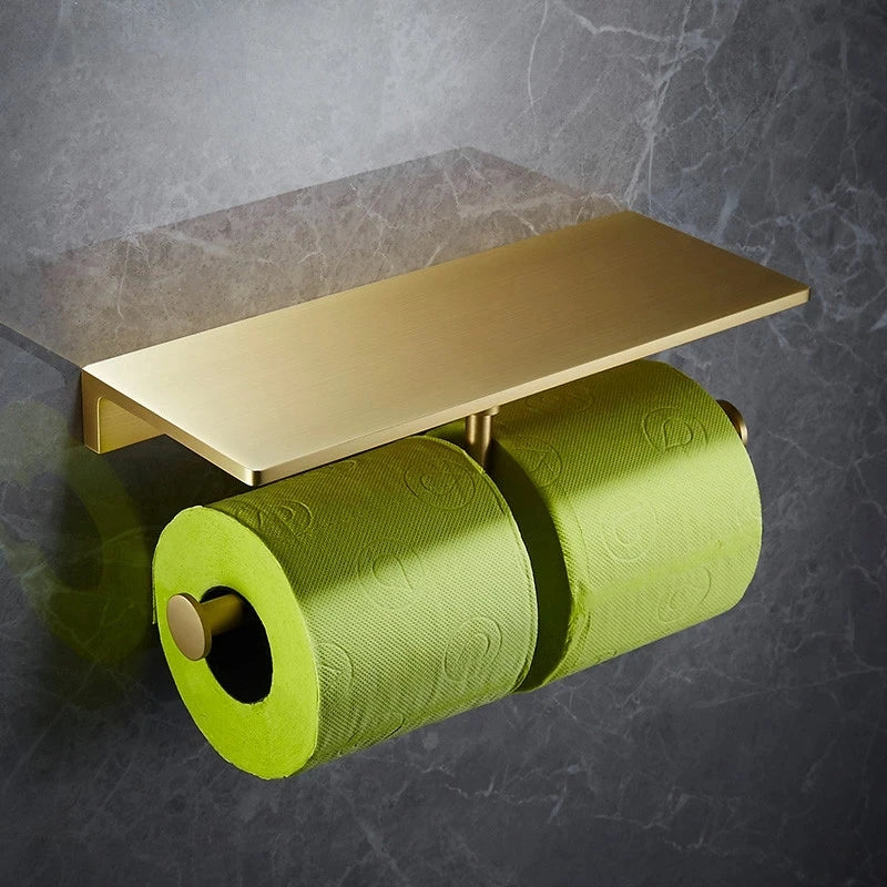 Bathroom Accessories Bathroom Shelf Towel Rack Paper holder Toilet Brush Holder Towel Ranger Brushed Gold Brass Bath Hardware