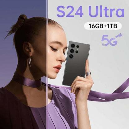US In-Stock S24 Ultra 5G All-In-One Smartphone 7.3 Inch HD 8+256GB Dual Sim 108MP Rear Camera 65W Quick Supports French Spanish