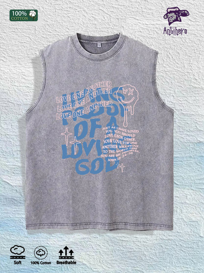 LOVE ONE ANOTHER Graphic Washed Vest US Warehouse 3 Colors Cotton Tank