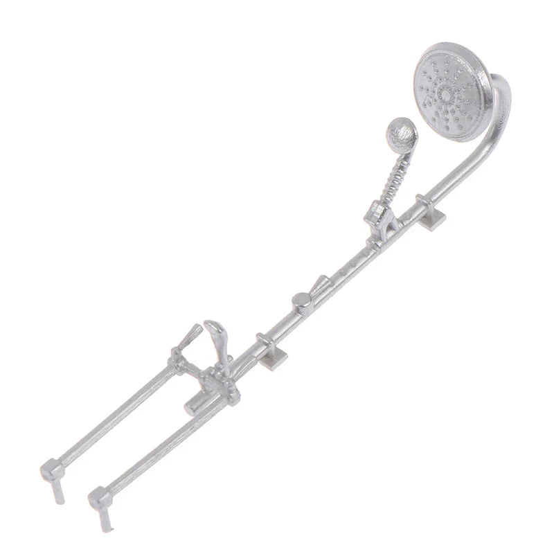 Mini Simulation Dollhouse Bathroom Set Towel Rack Bed Shower Faucet Bathtub Doll House Furniture Toys for Baby Accessories