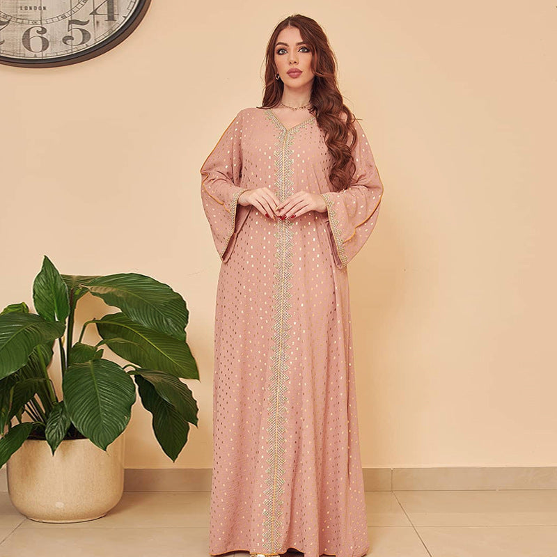 Middle East Women Clothing Autumn Gilding Muslim Gown