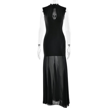 Sexy Cutout Tube Top Cinched Waist See-through Fishtail Dress Women Dress